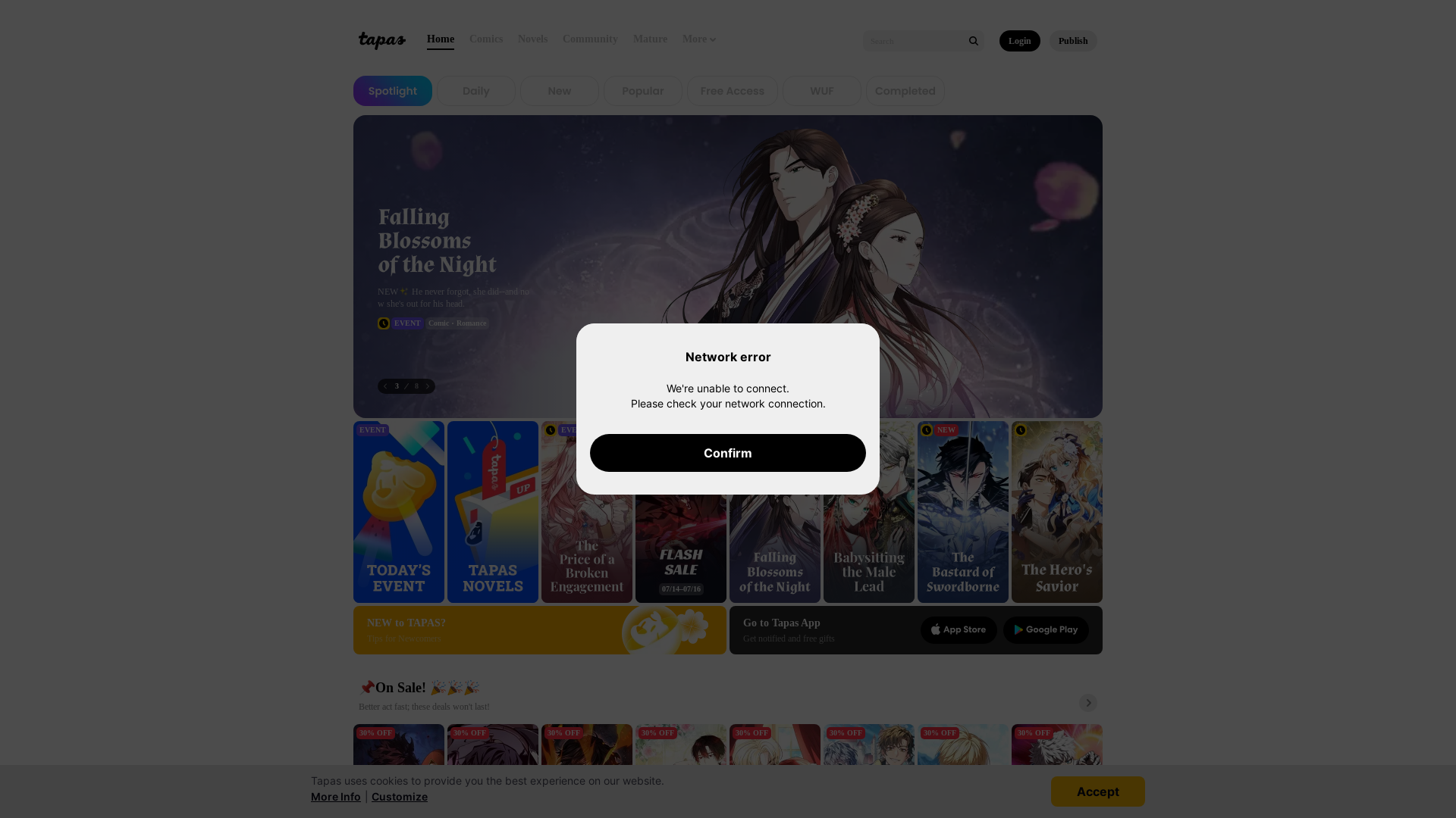 website screenshot of https://tapas.io/