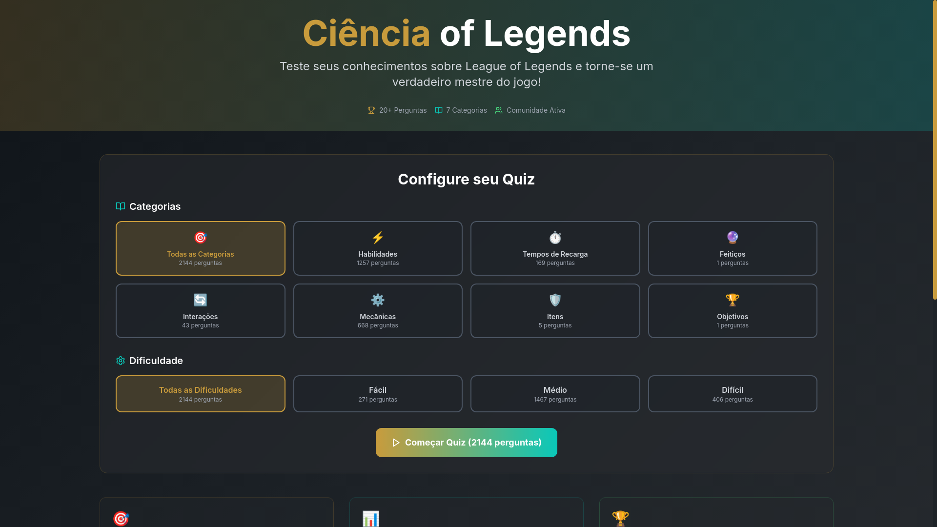 website screenshot of https://cienciaoflegends.com/