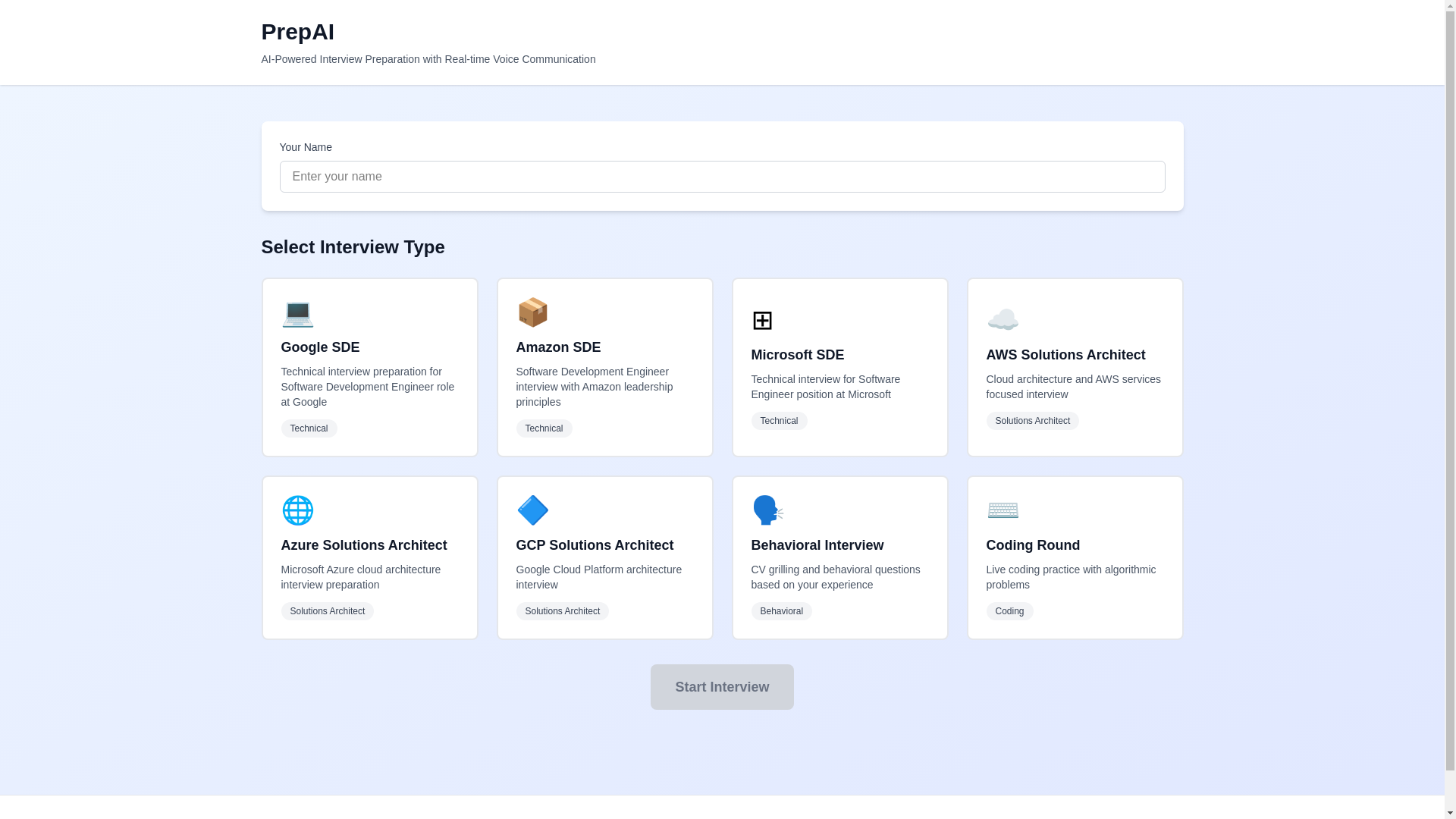 website screenshot of https://intervyu.io/