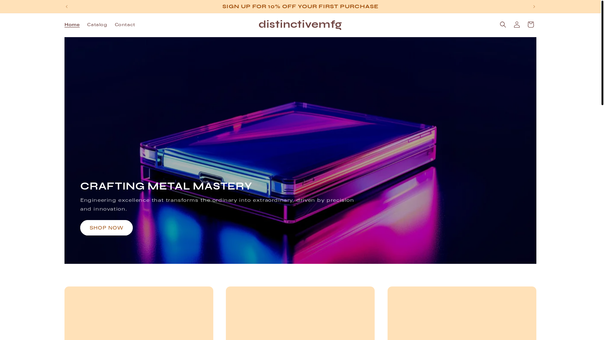 website screenshot of https://distinctivemfg.space/