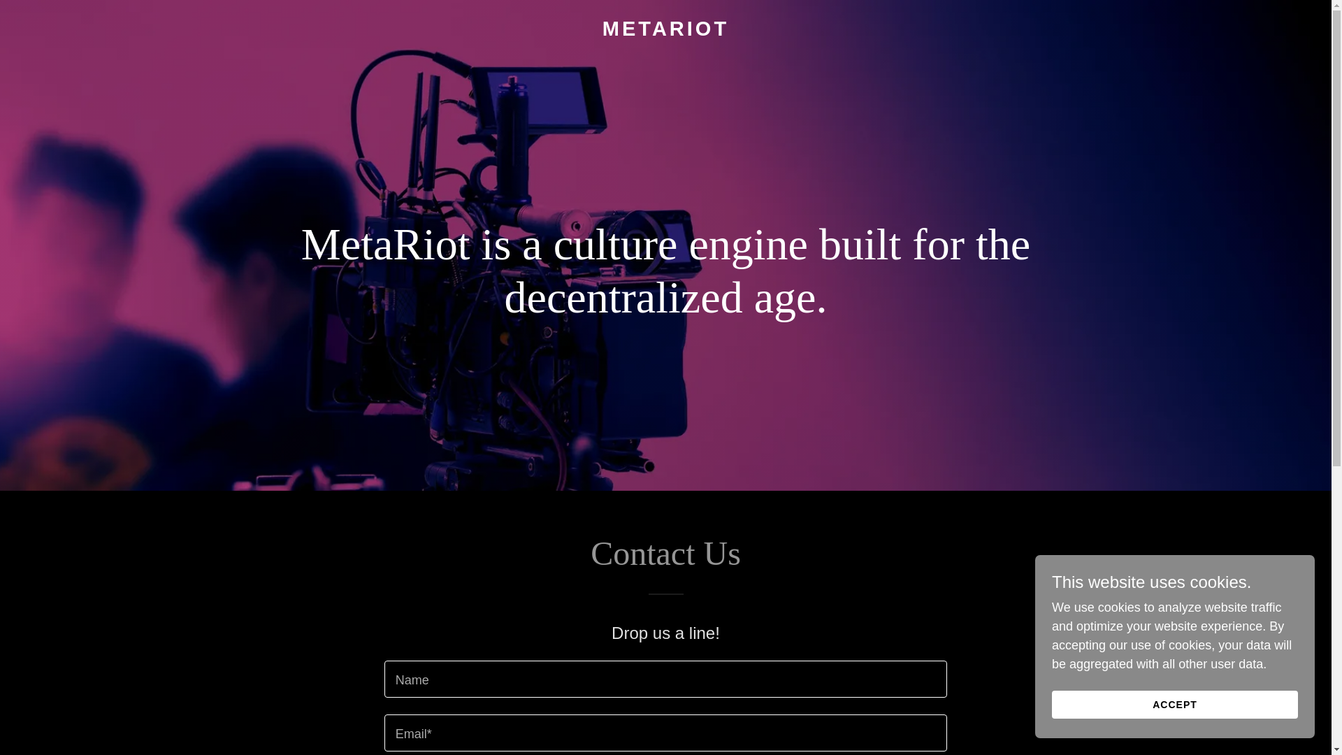 website screenshot of https://metariot.io/