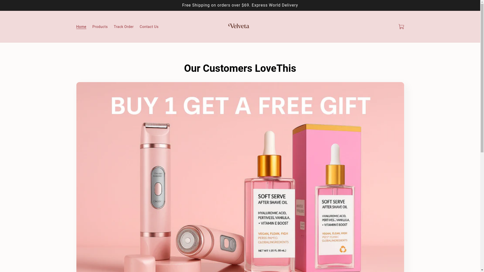 website screenshot of https://velvetashop.store/
