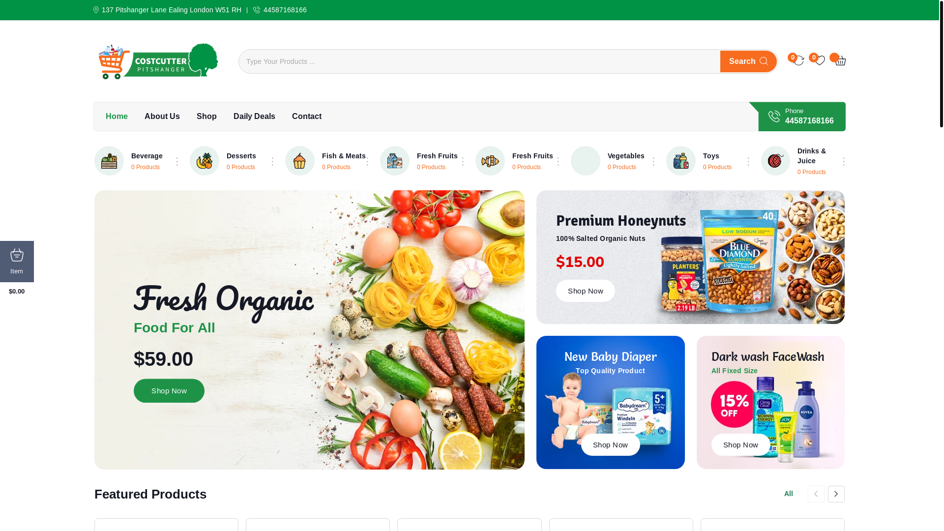 website screenshot of https://pitshangercostcutter.com/