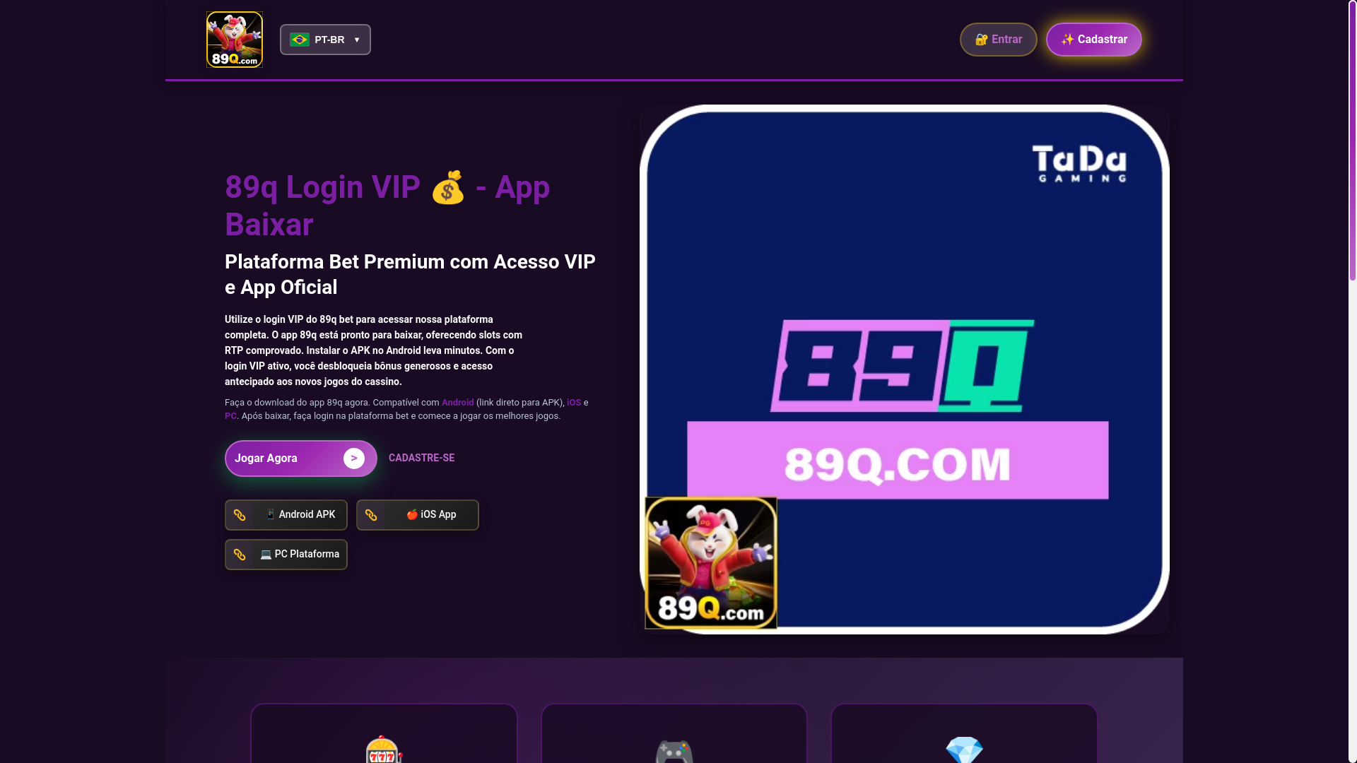 website screenshot of https://89qbets.com/