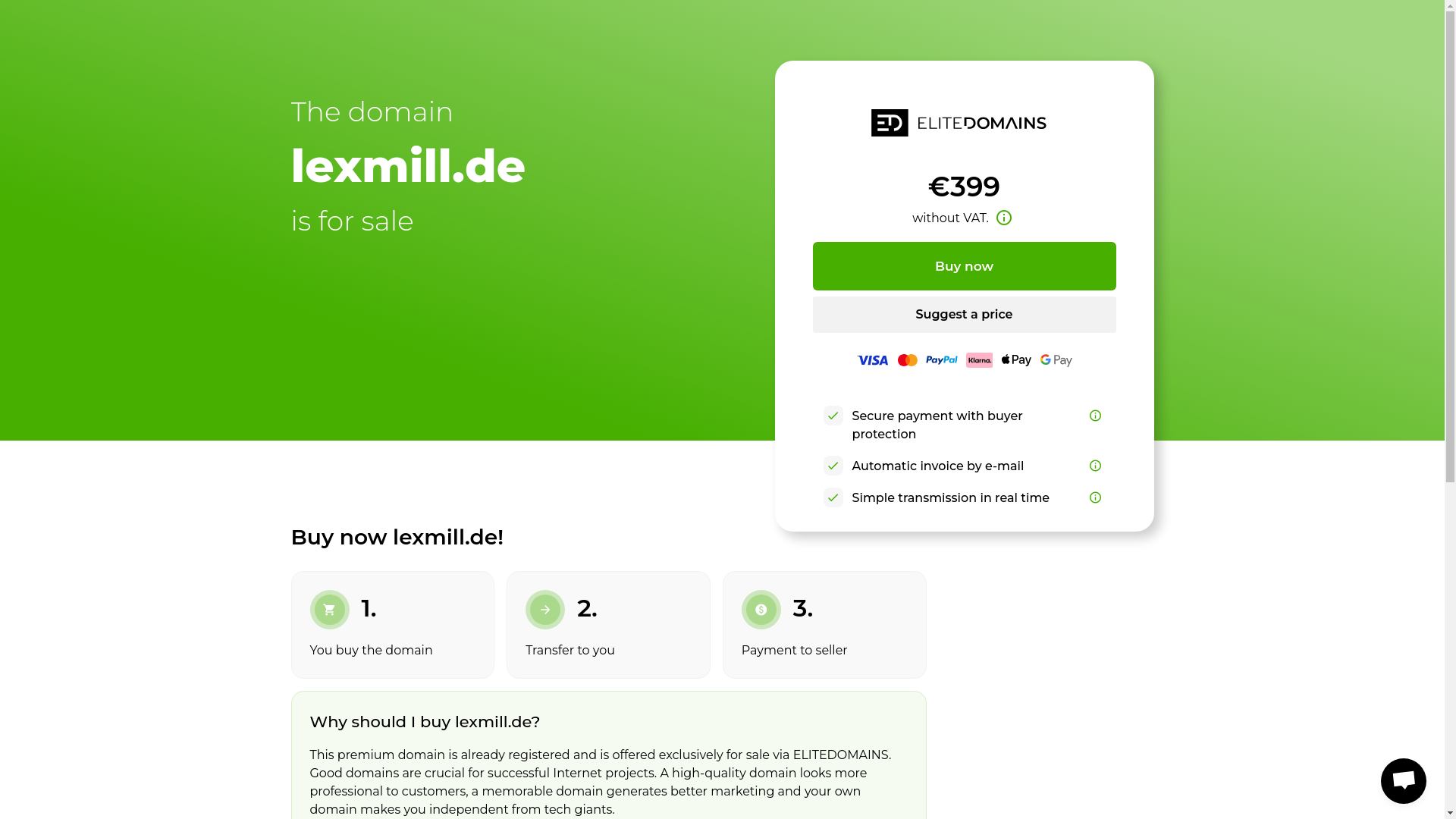 website screenshot of https://lexmill.de/