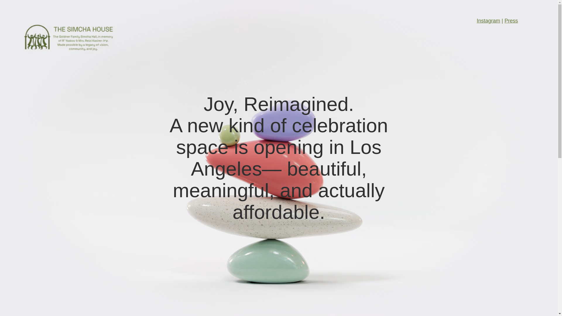 website screenshot of https://simchahouse.org/