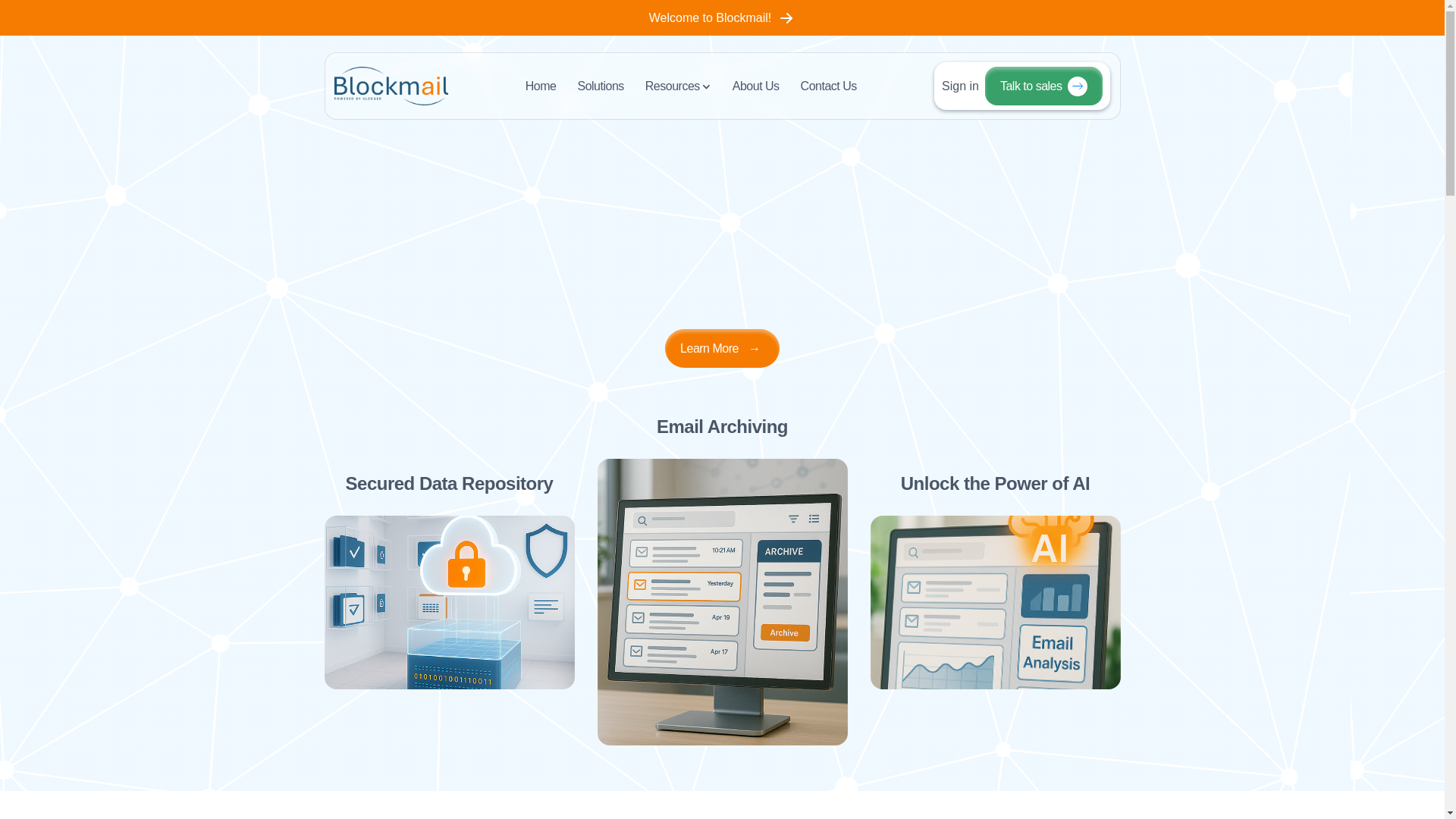 website screenshot of https://blockmailaipowered.com/