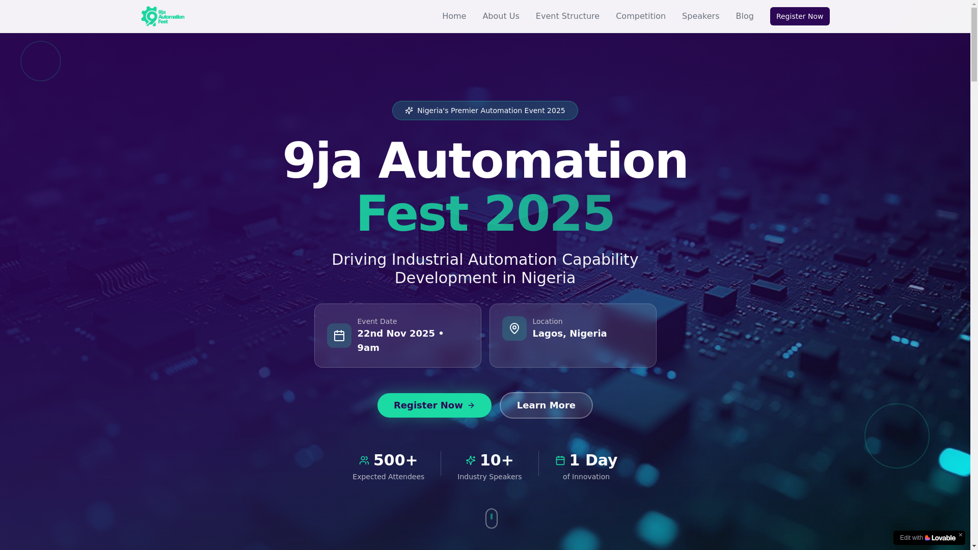 website screenshot of https://9jaautomationfest.name.ng/