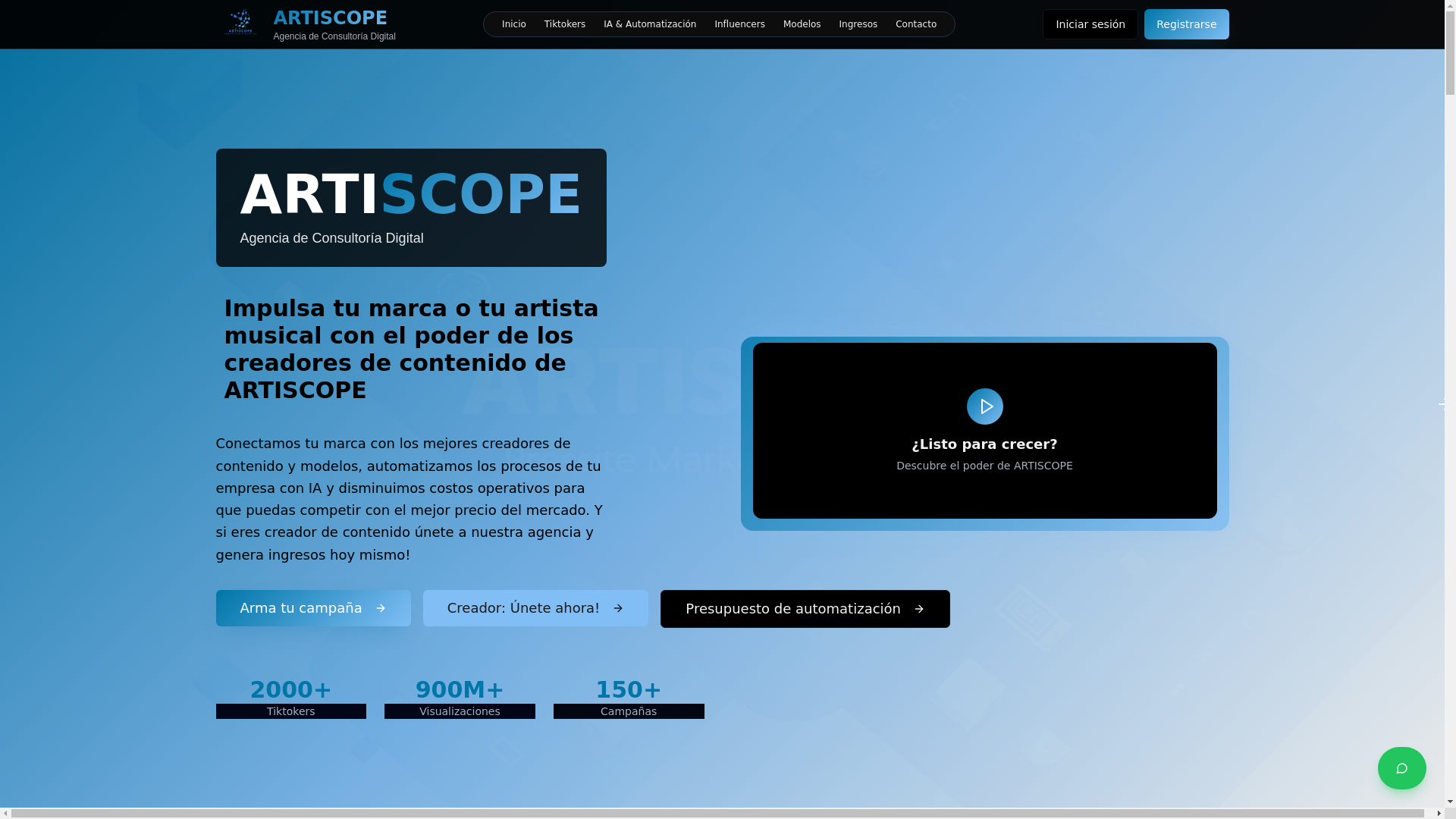 website screenshot of https://artiscope.es/