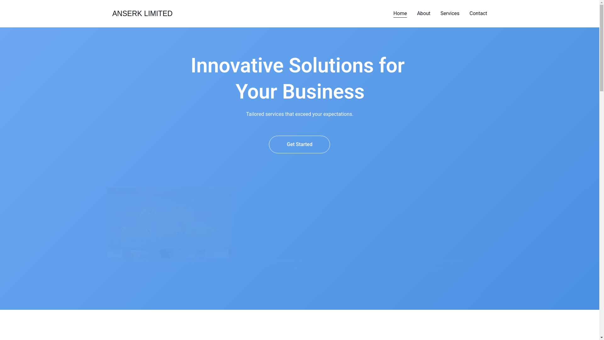 website screenshot of https://anserklimited.com/