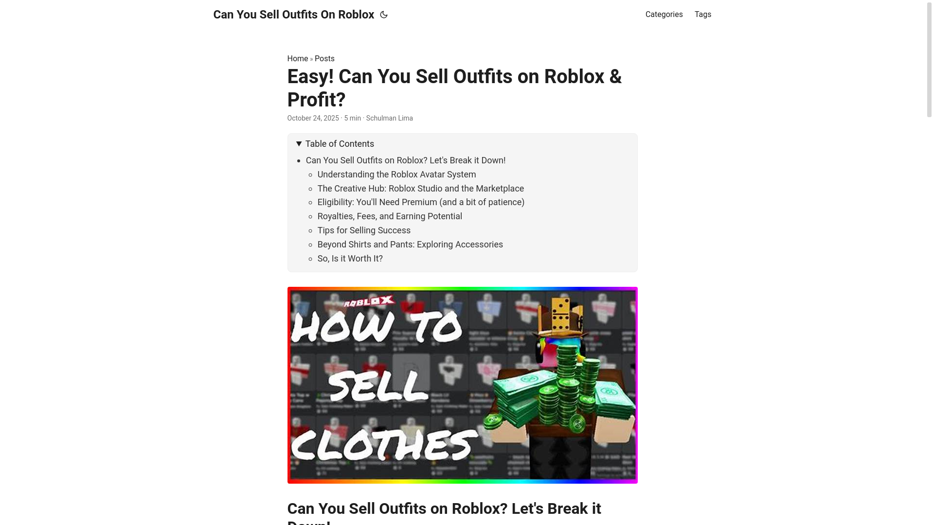 website screenshot of https://can-you-sell-outfits-on-roblox.pages.dev/