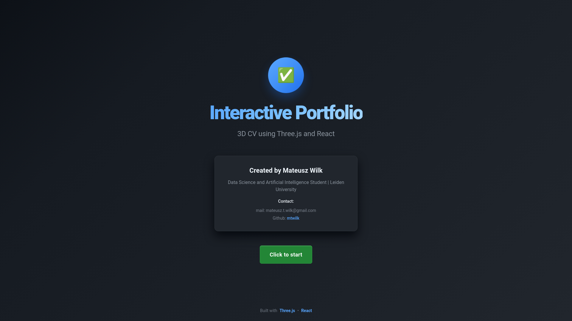 website screenshot of https://mateuszwilk.pages.dev/
