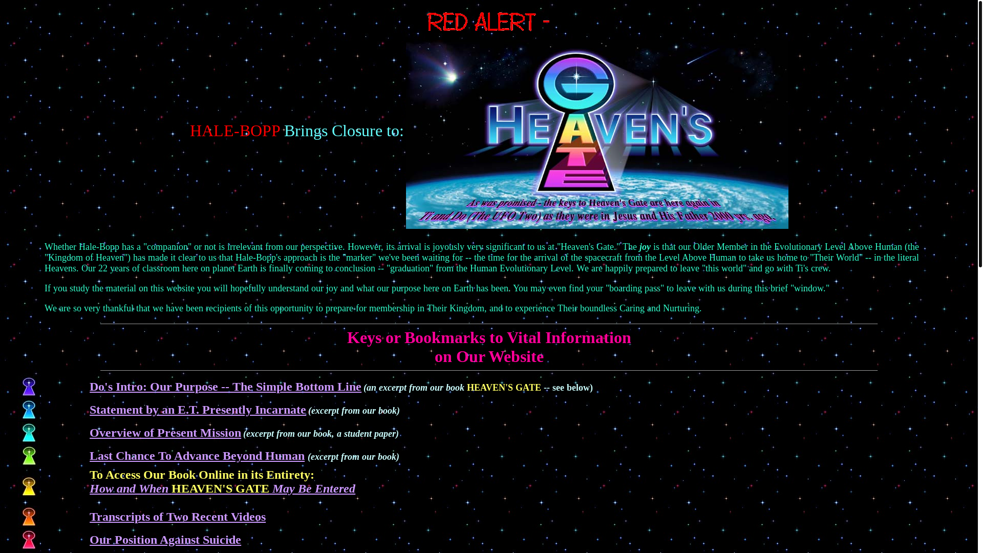 website screenshot of https://www.heavensgate.com/