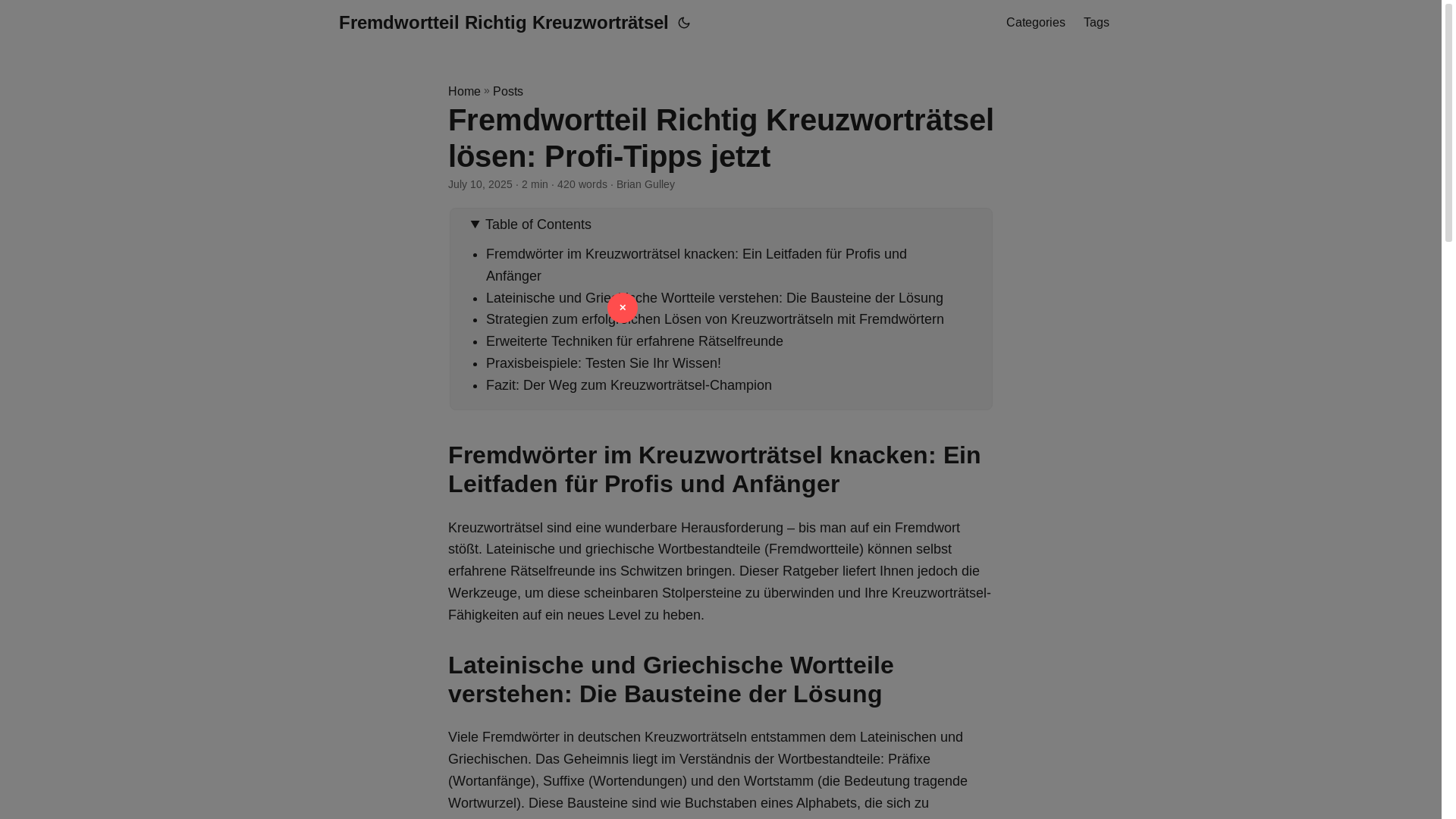website screenshot of https://fremdwortteil-richtig-kreuzwortratsel.pages.dev/
