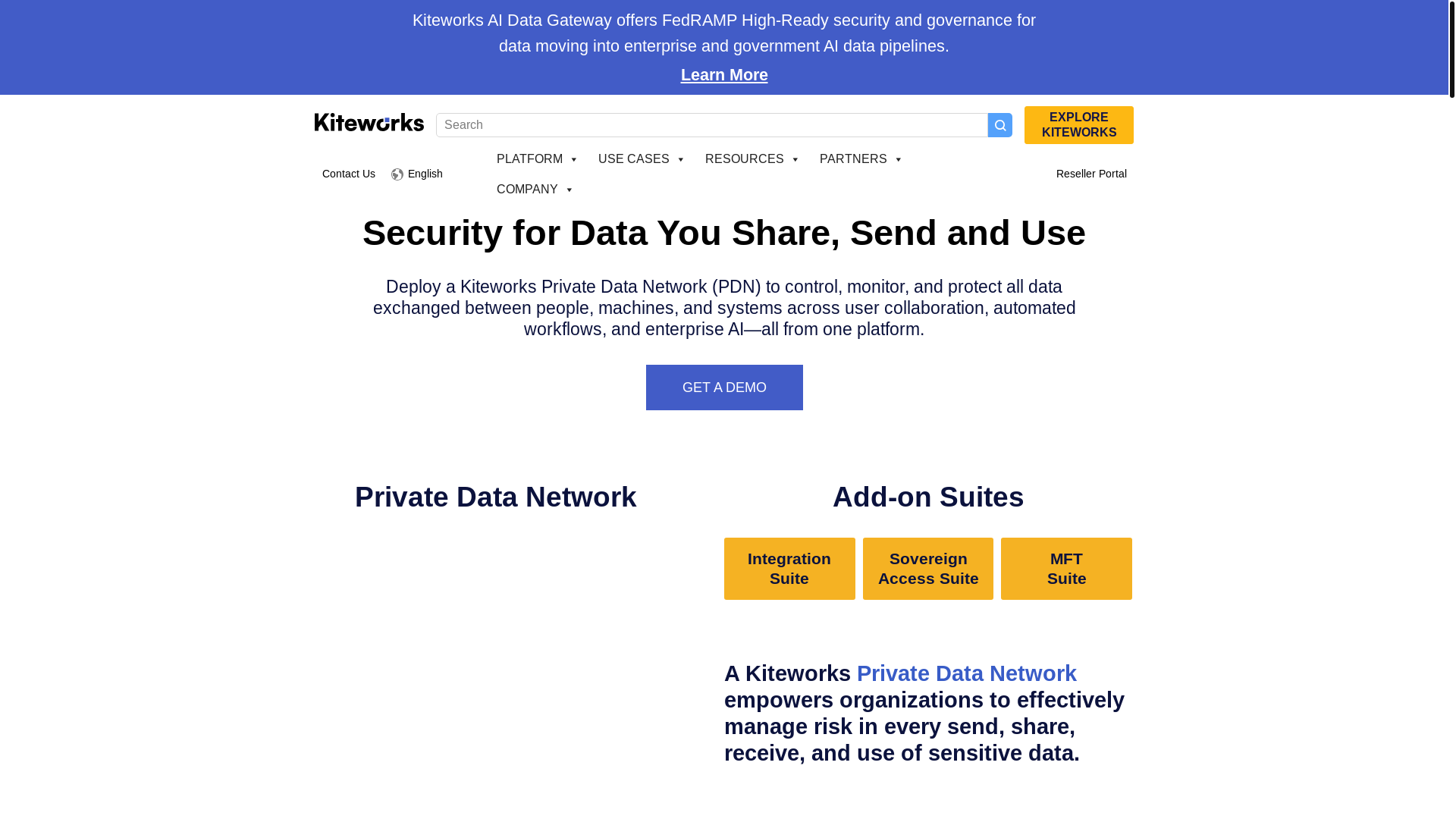 website screenshot of https://www.kiteworks.com/?em=141