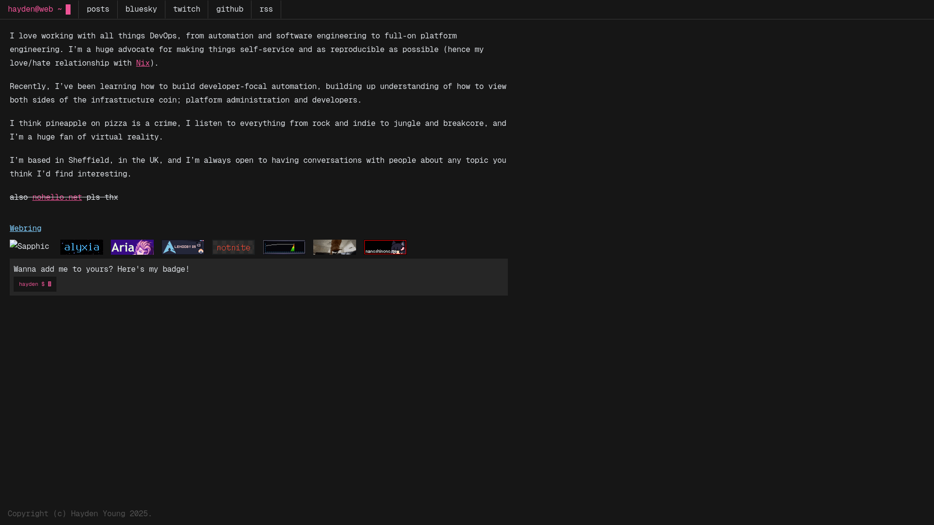 website screenshot of https://haydenuwu-blog.pages.dev/