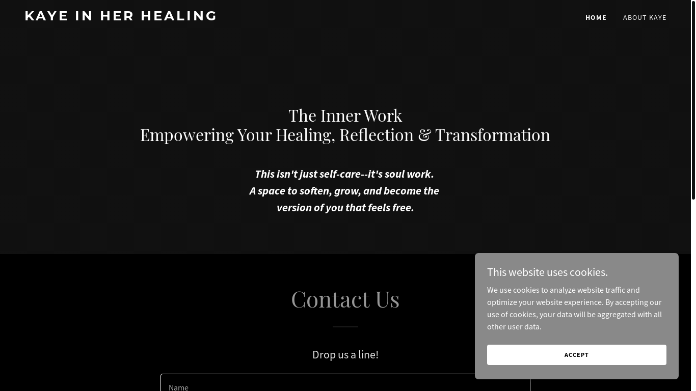website screenshot of https://kayeinherhealing.com/
