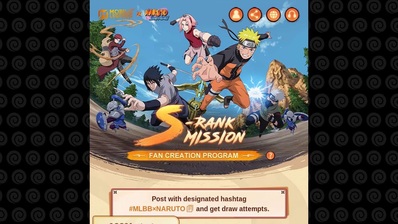 website screenshot of https://sharepage.mobilelegends.com/s/page?r_url=https%3A%2F%2Fsg-play.mobilelegends.com%2Fevents%2Ffancreationprogram%2F%3Futm_source%3Dpopup%26shareType%3Dwhatsapp&fid=545598752572011&m_title=Post%20videos%20about%20the%20new%20patch%20content%20with%20the%20hashtag%20%23MLBBxNARUTO%20for%20a%20chance%20to%20win%20amazing%20prizes%20in%20the%20lucky%20draw!&m_img=https%3A%2F%2Fakmweb.youngjoygame.com%2Fweb%2Fgms%2Fimage%2F1809cb0666bbb811103d3346771f2eca.jpg&m_description=%F0%9F%8E%81%20Get%20Jiraiya%20Battle%20Emote%20guaranteed%20when%20you%20post!%0A%F0%9F%8E%81%20Chance%20to%20win%20amazing%20prizes%20including%20iPad%20Pro%2C%20AirPods%20Max%2C%20and%20Epic%20skin!
