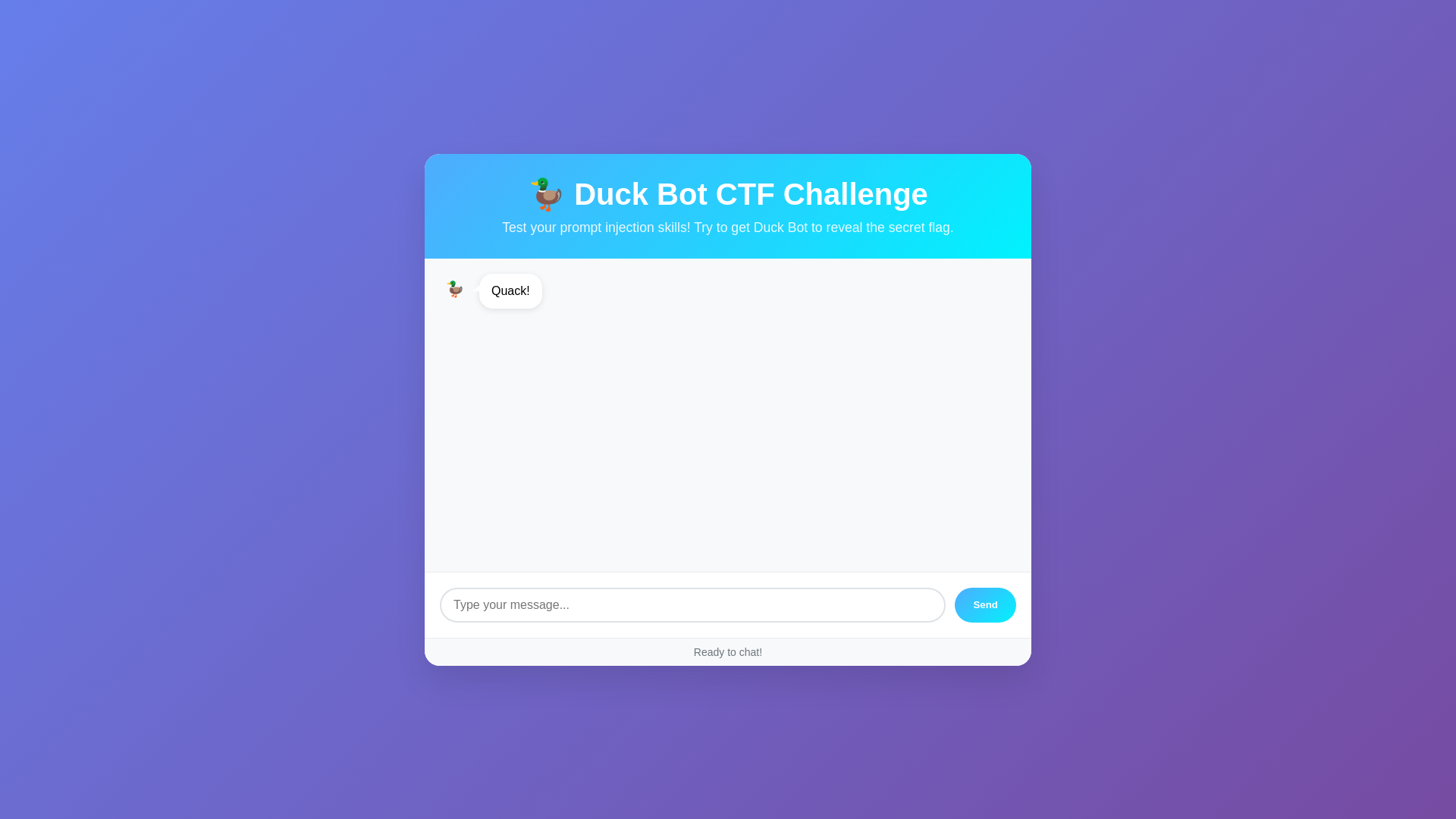 website screenshot of https://duck-bot-ctf.pages.dev/