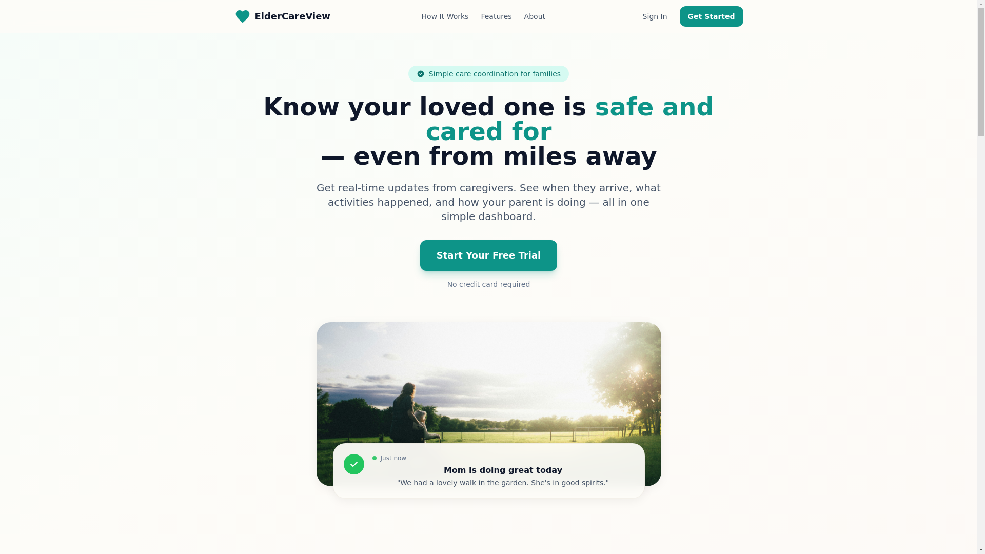website screenshot of https://eldercareview.com/