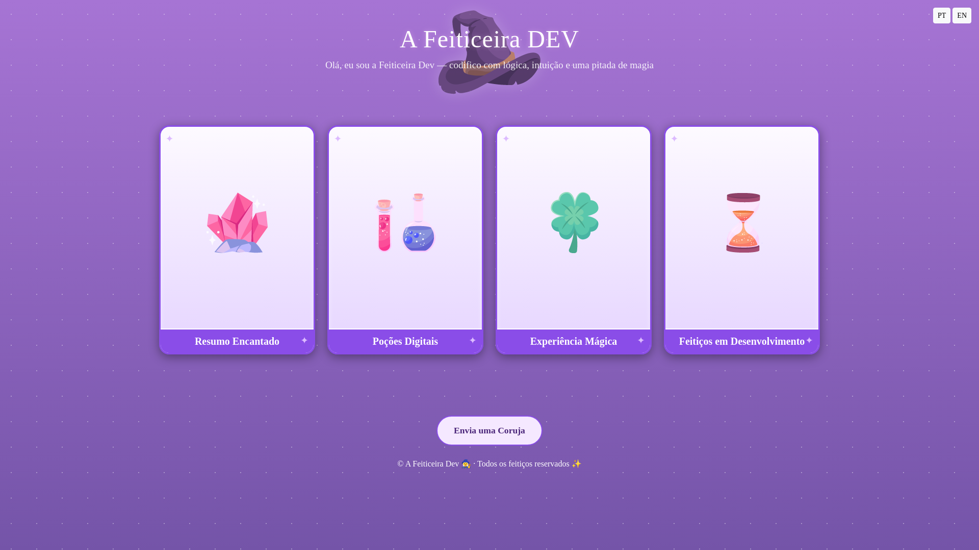 website screenshot of https://afeiticeira.dev/