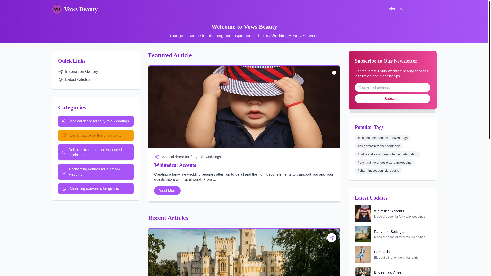 website screenshot of https://captivatingvows.beauty/