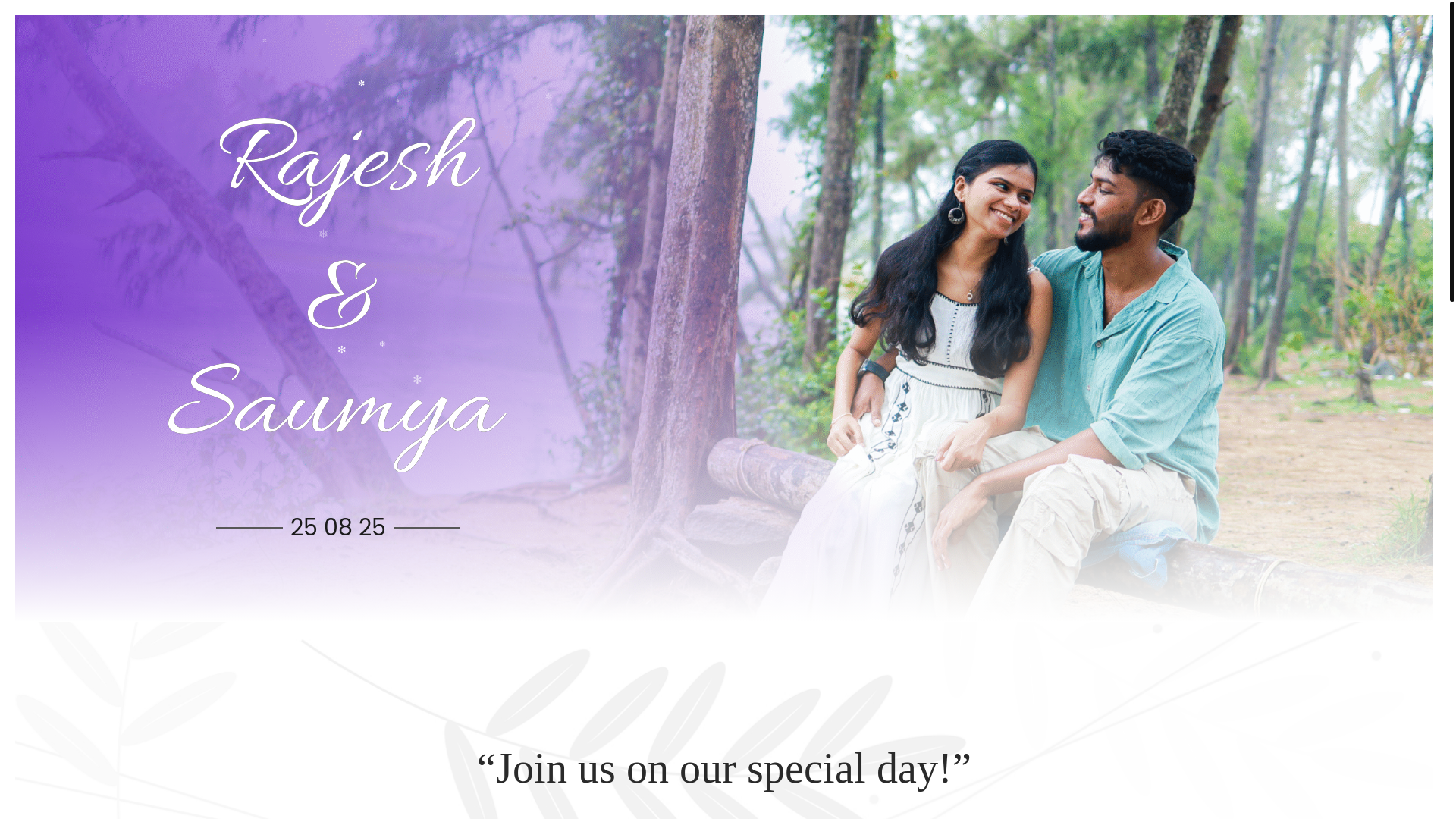 website screenshot of https://rajeshandsaumya.live/
