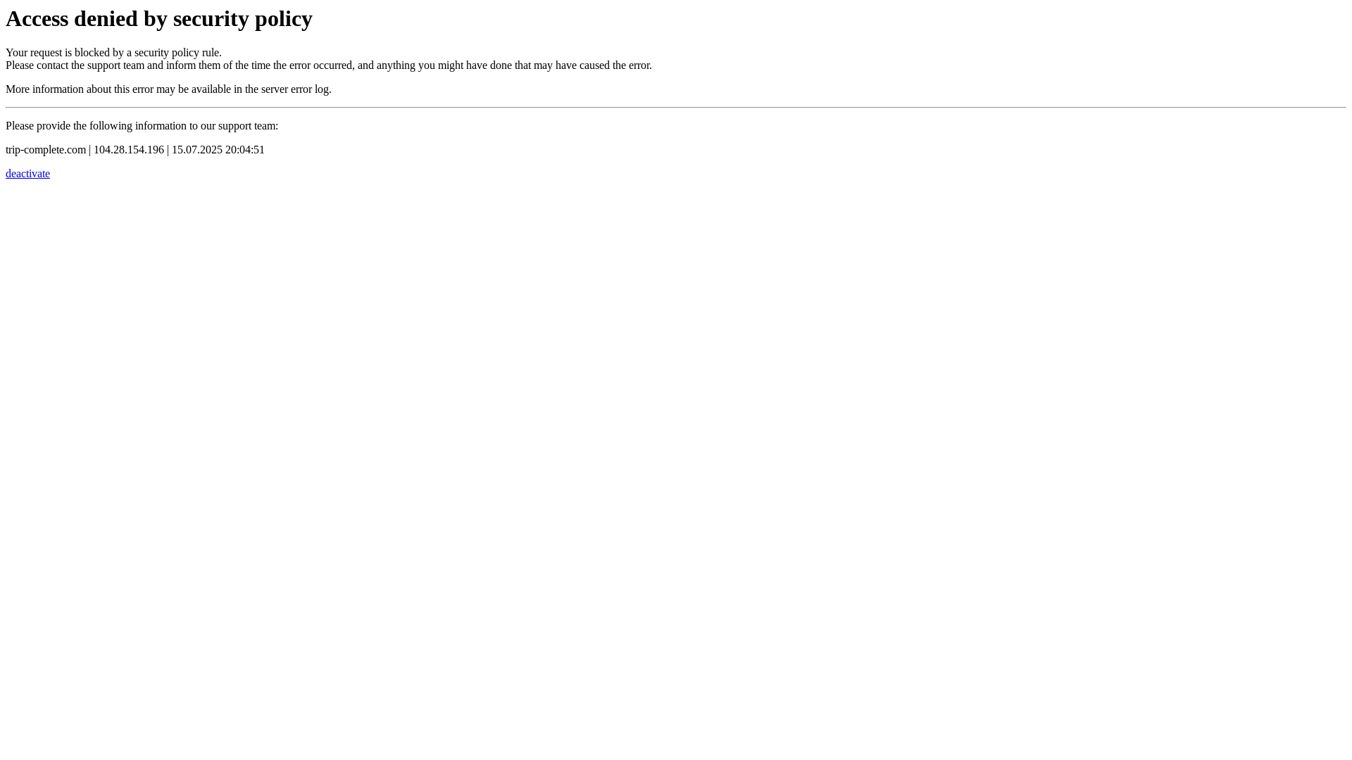 website screenshot of https://trip-complete.com/