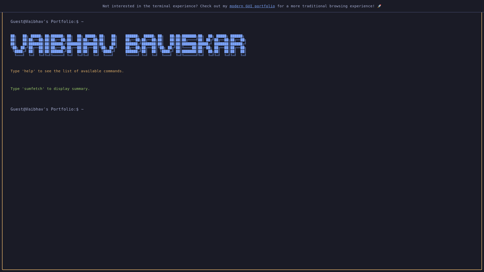 website screenshot of https://vaibhavbaviskar.xyz/