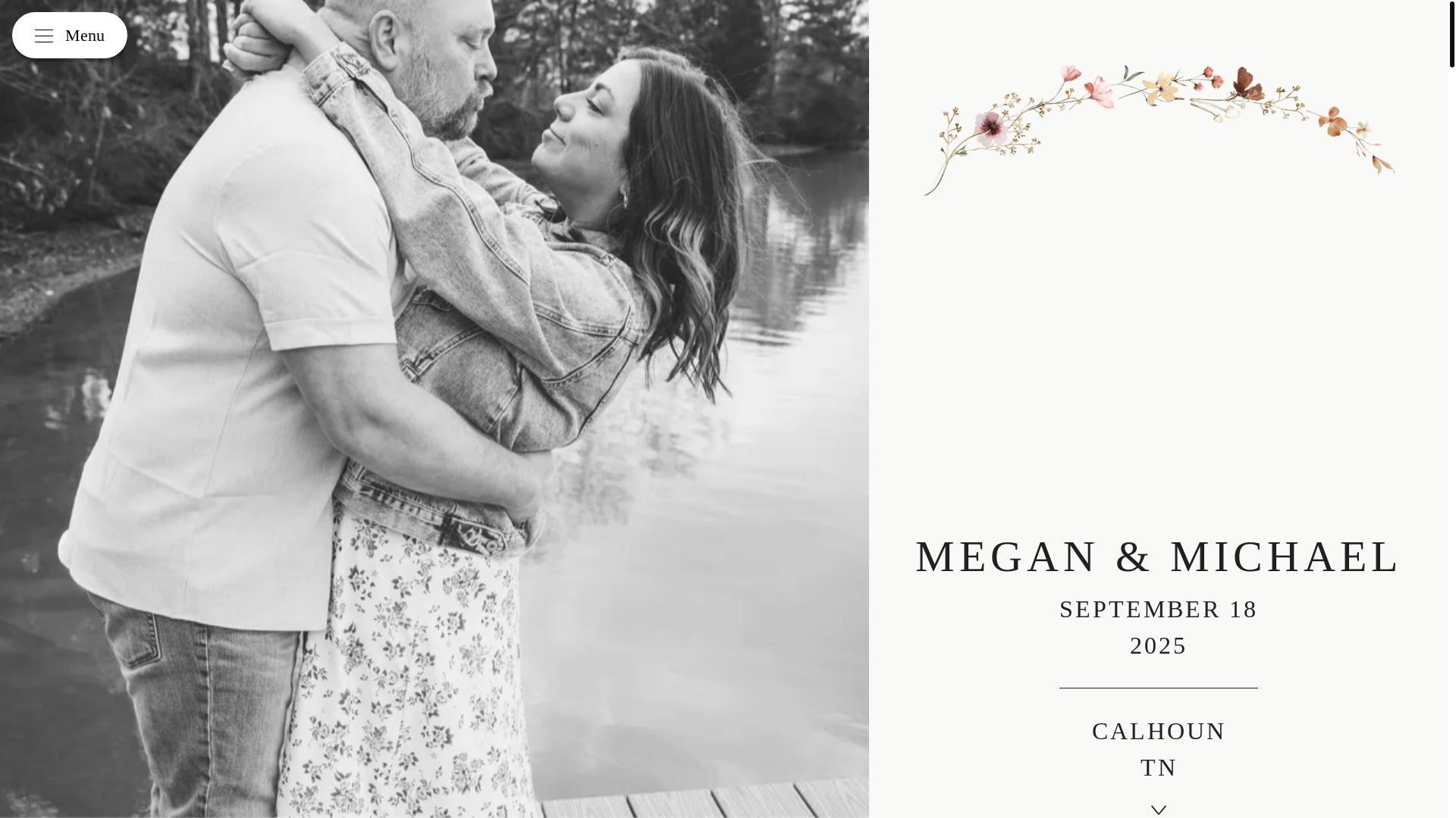 website screenshot of https://megandmike2025.com/