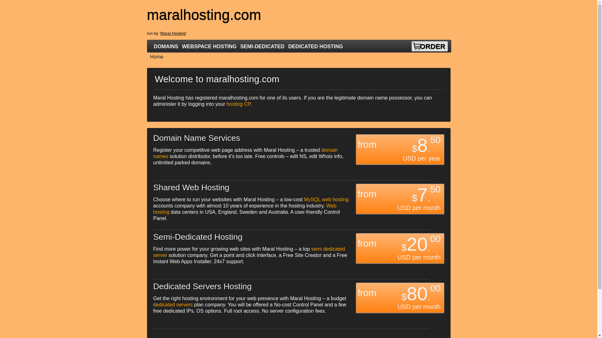 website screenshot of https://maralhosting.com/