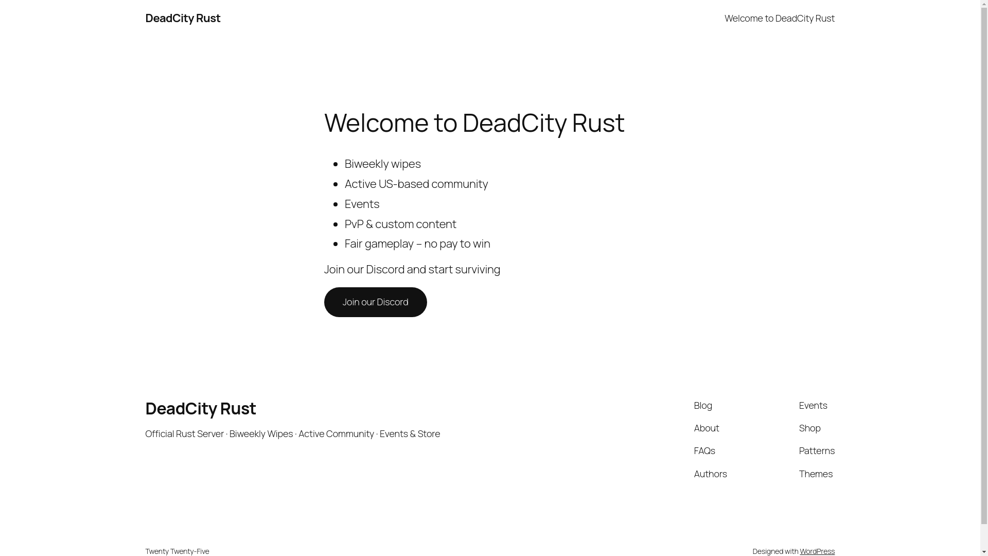 website screenshot of https://deadcityrust.com/