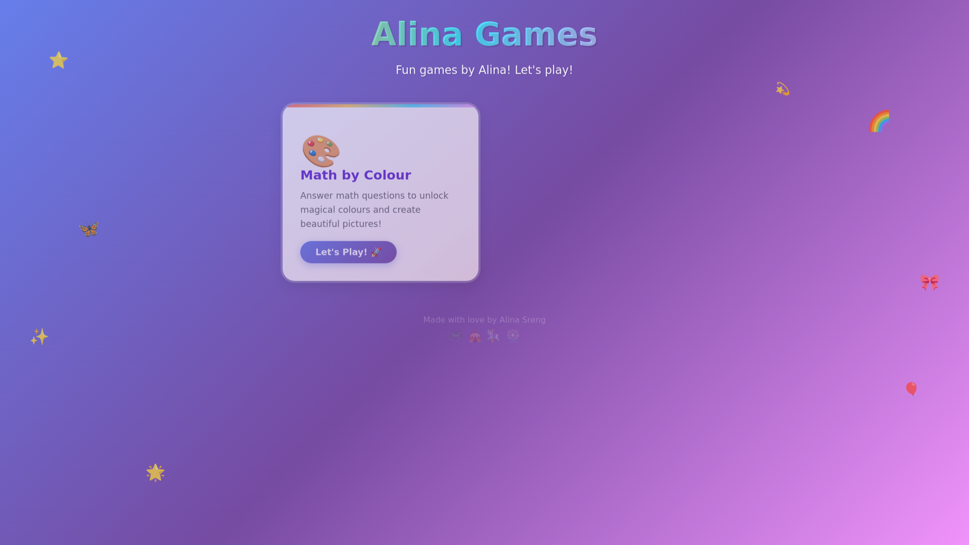website screenshot of https://alina.games/