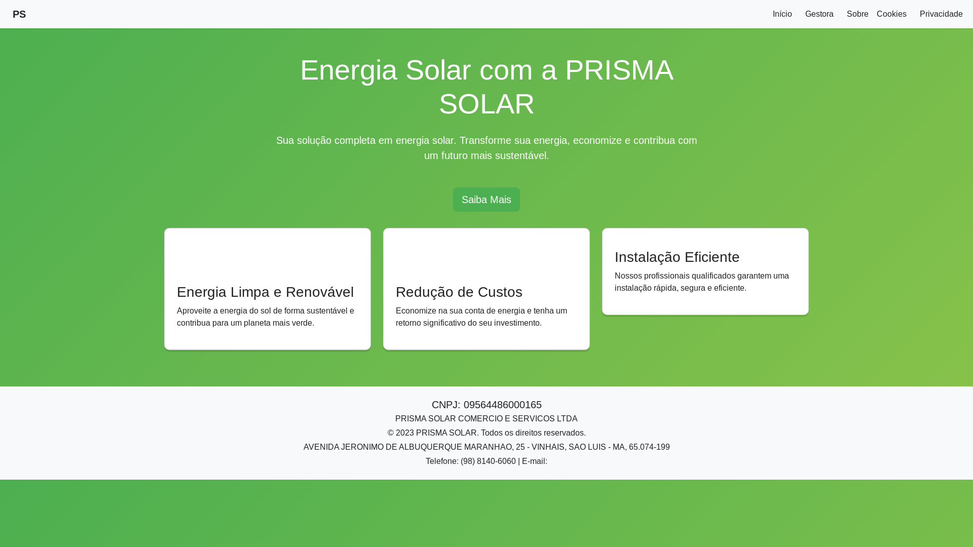 website screenshot of https://centralprismasolar.pages.dev/