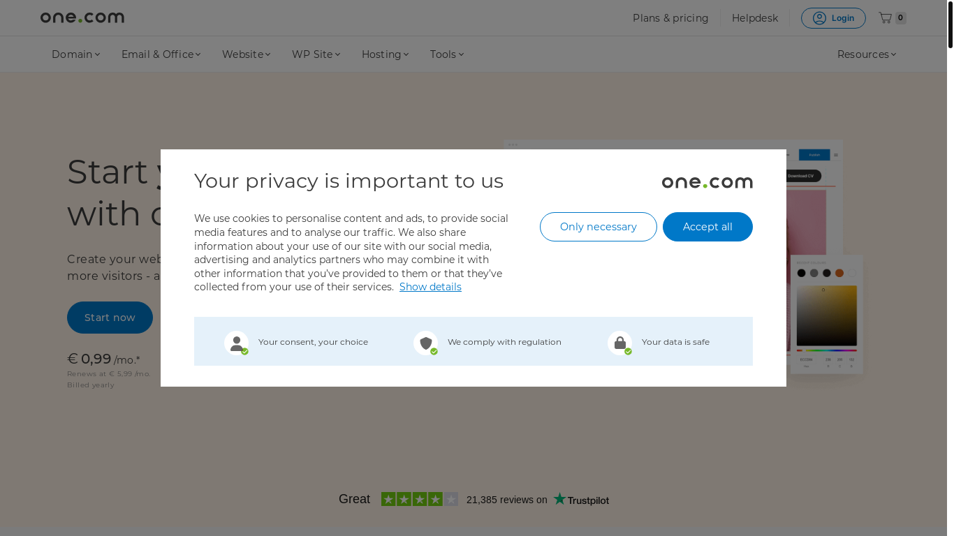 website screenshot of https://one.one