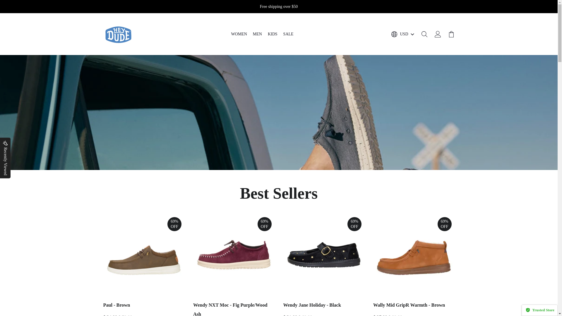 website screenshot of http://www.heydude-store.shop/