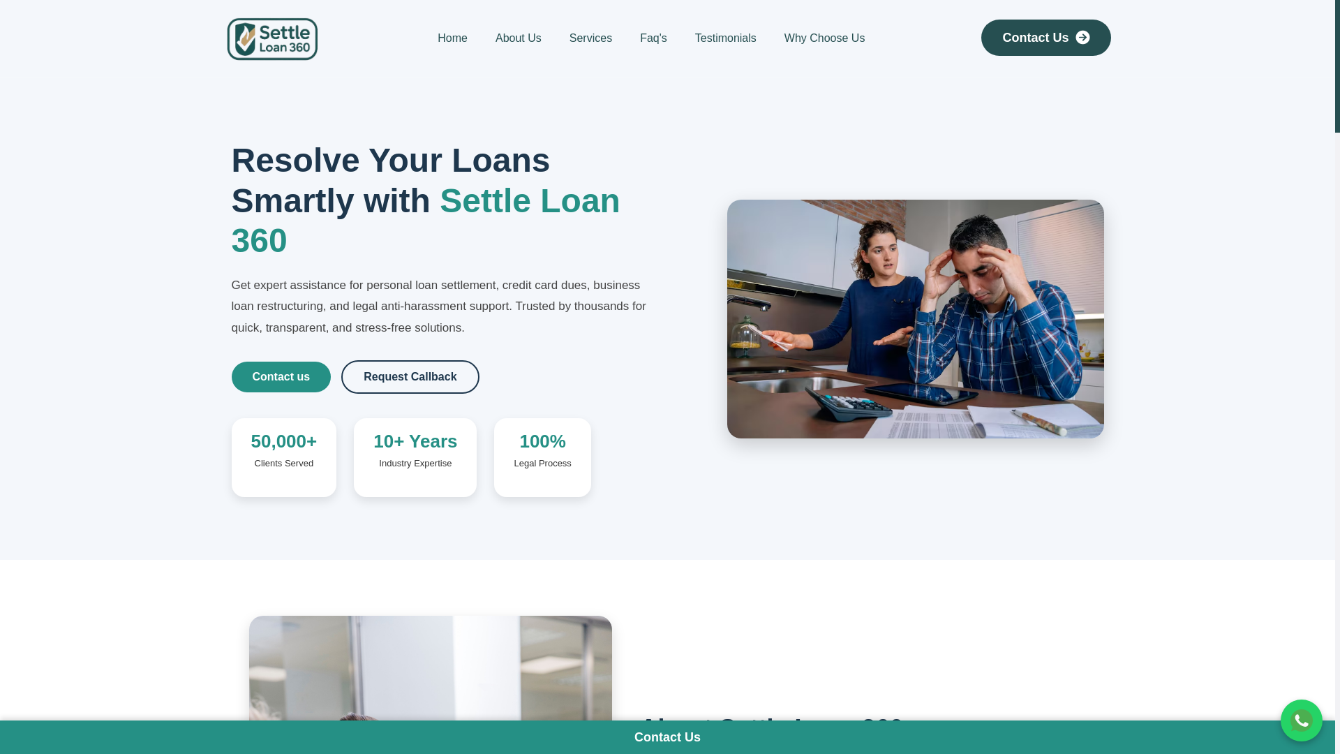 website screenshot of https://settleloan360.com/