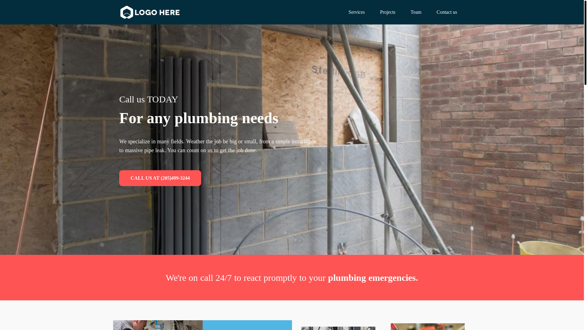 website screenshot of https://bellickplumbing.com/