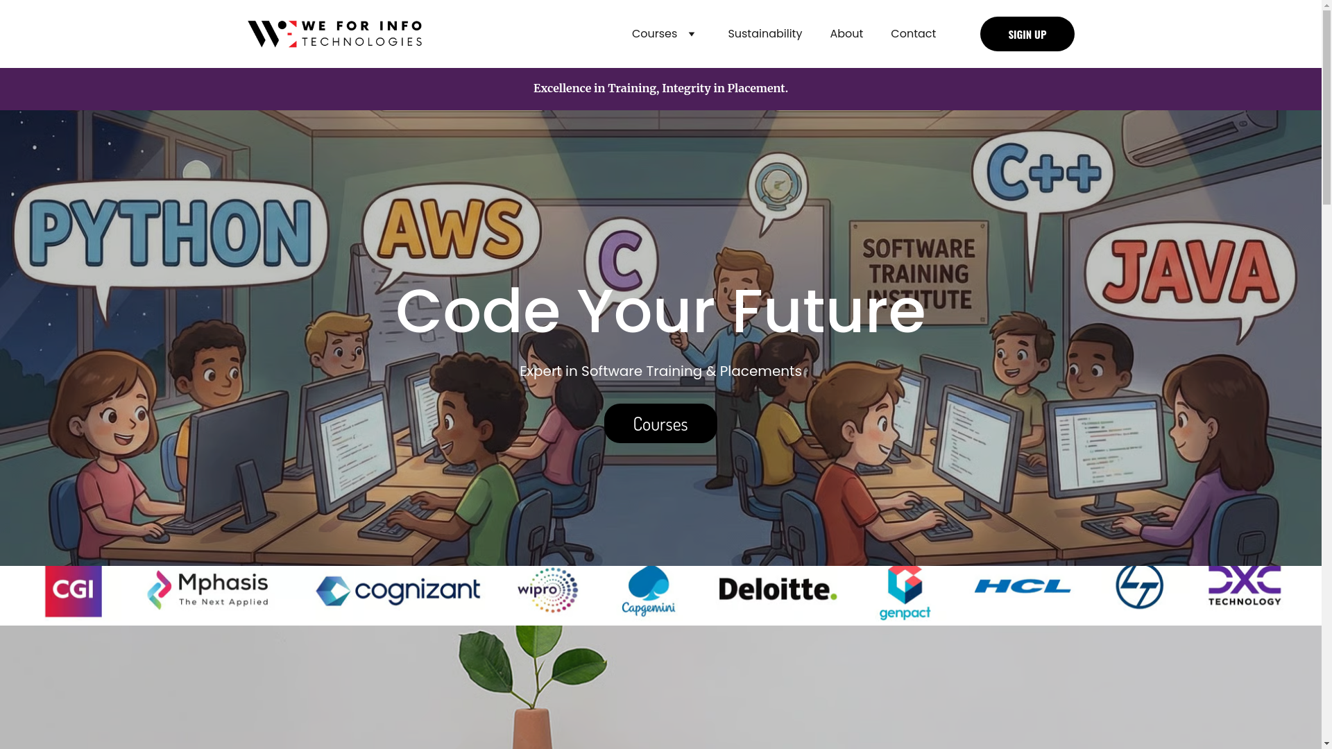 website screenshot of https://weforinfotech.com/