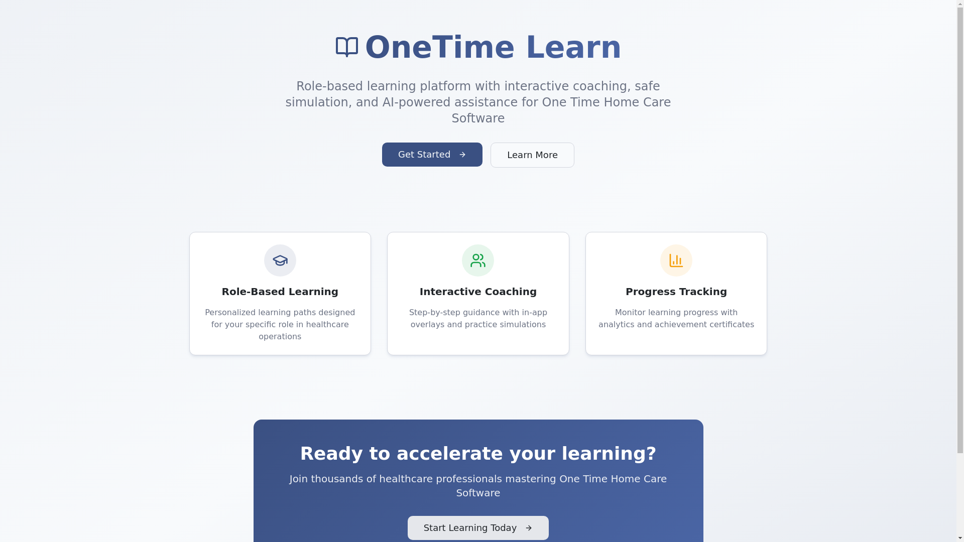 website screenshot of https://onetimelearn.org/