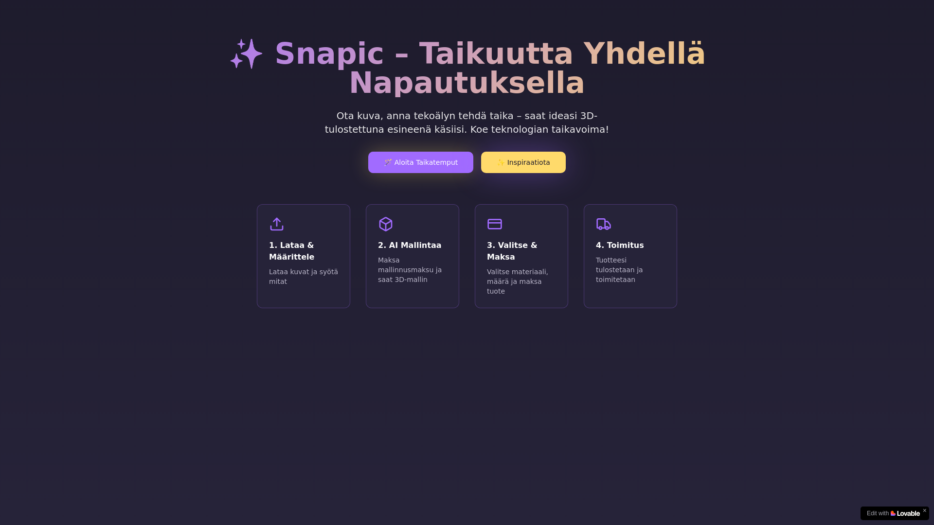 website screenshot of https://snapic.fi/