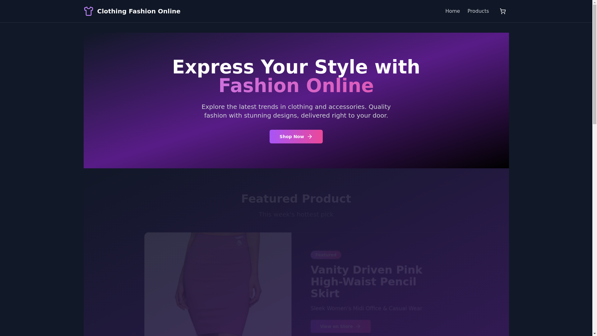 website screenshot of https://clothingfashiononline.store/