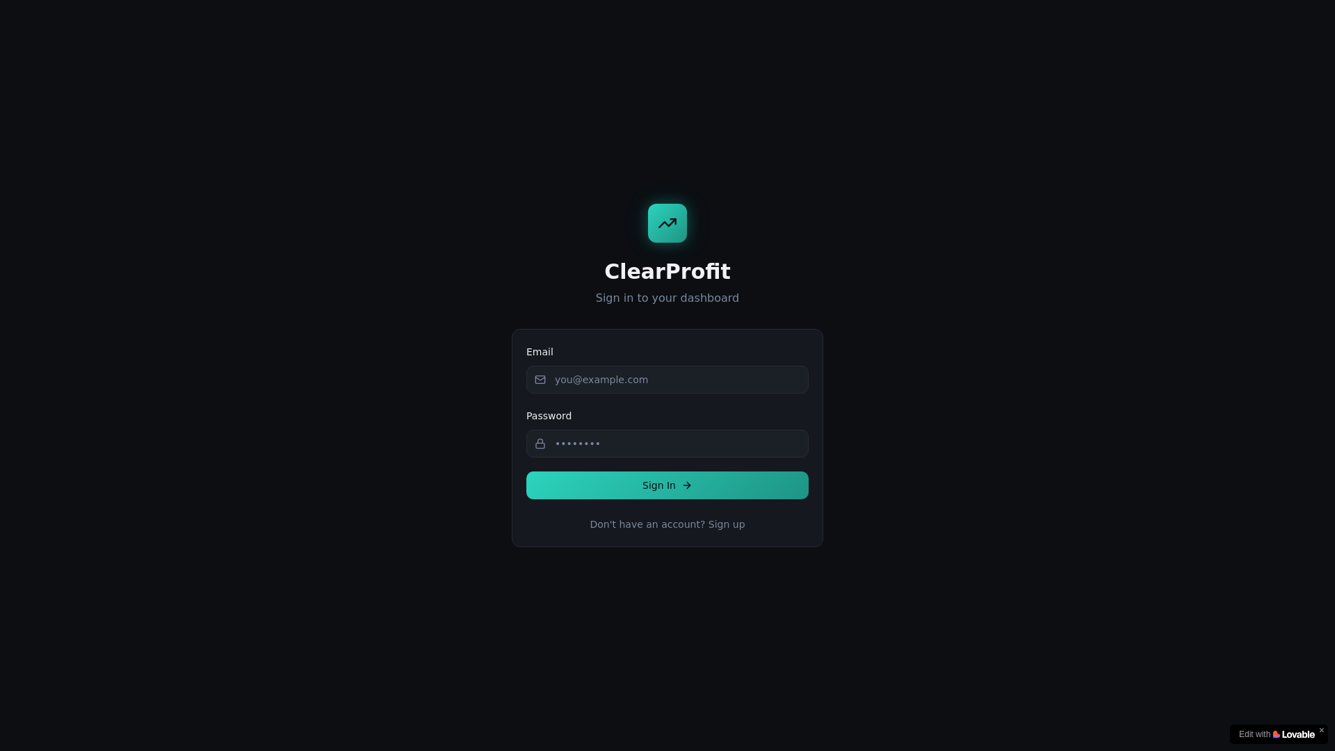 website screenshot of https://clearprofit.app/