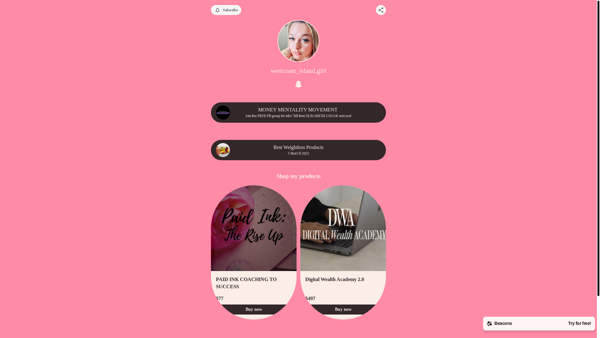 website screenshot of https://westcoastislandgirl.com/