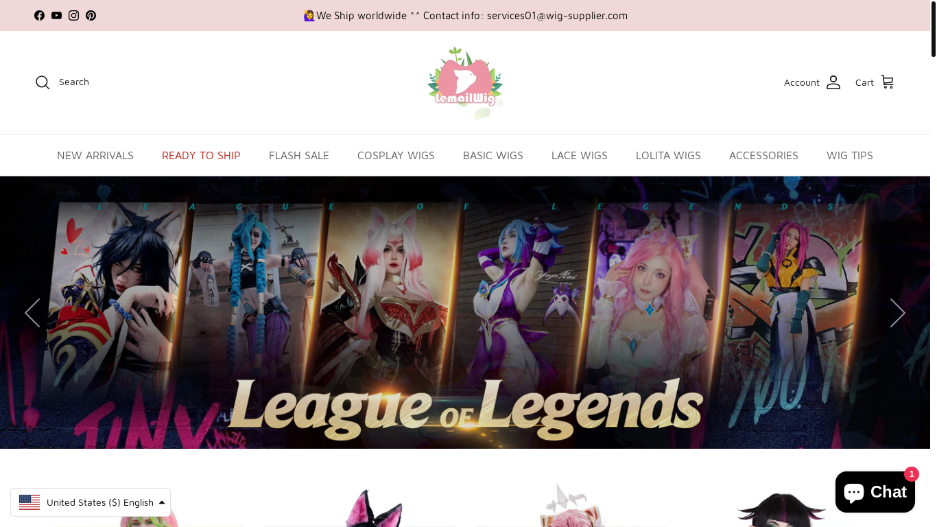 website screenshot of https://wig-supplier.com/