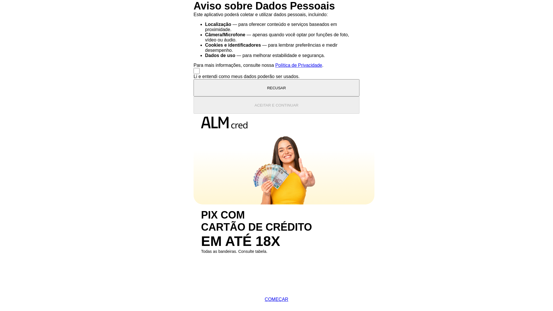 website screenshot of https://webapp-almcred-com-br.pages.dev/
