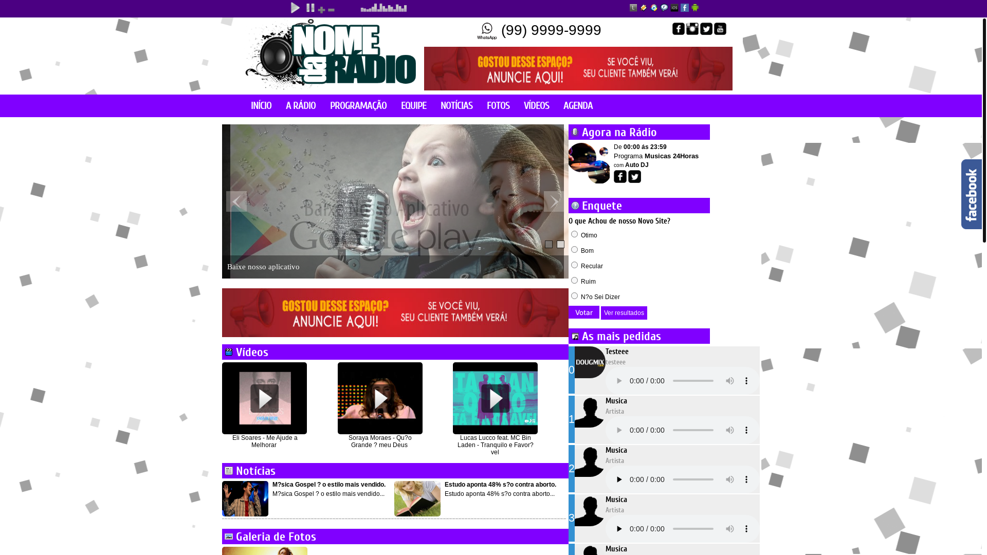 website screenshot of https://radiofanclubefm.com.br/