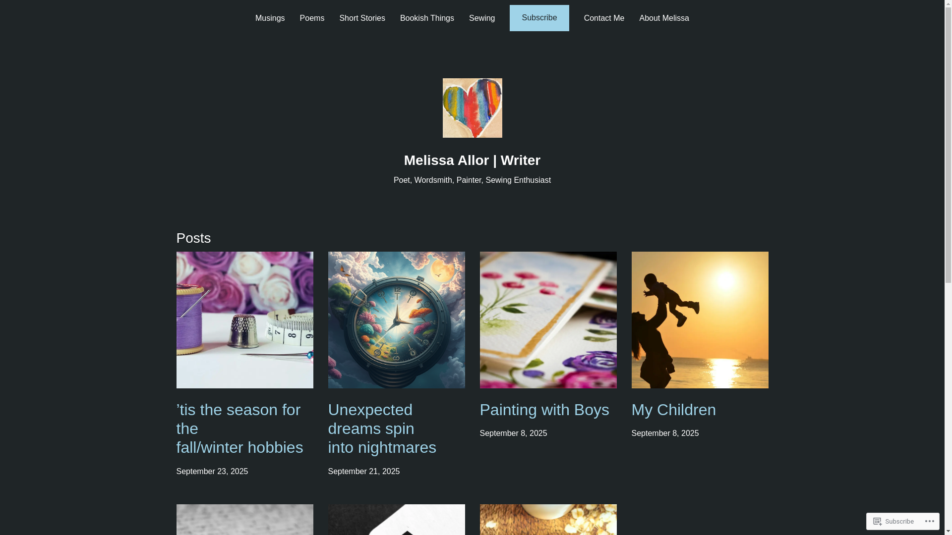 website screenshot of https://mallorwriter.blog/