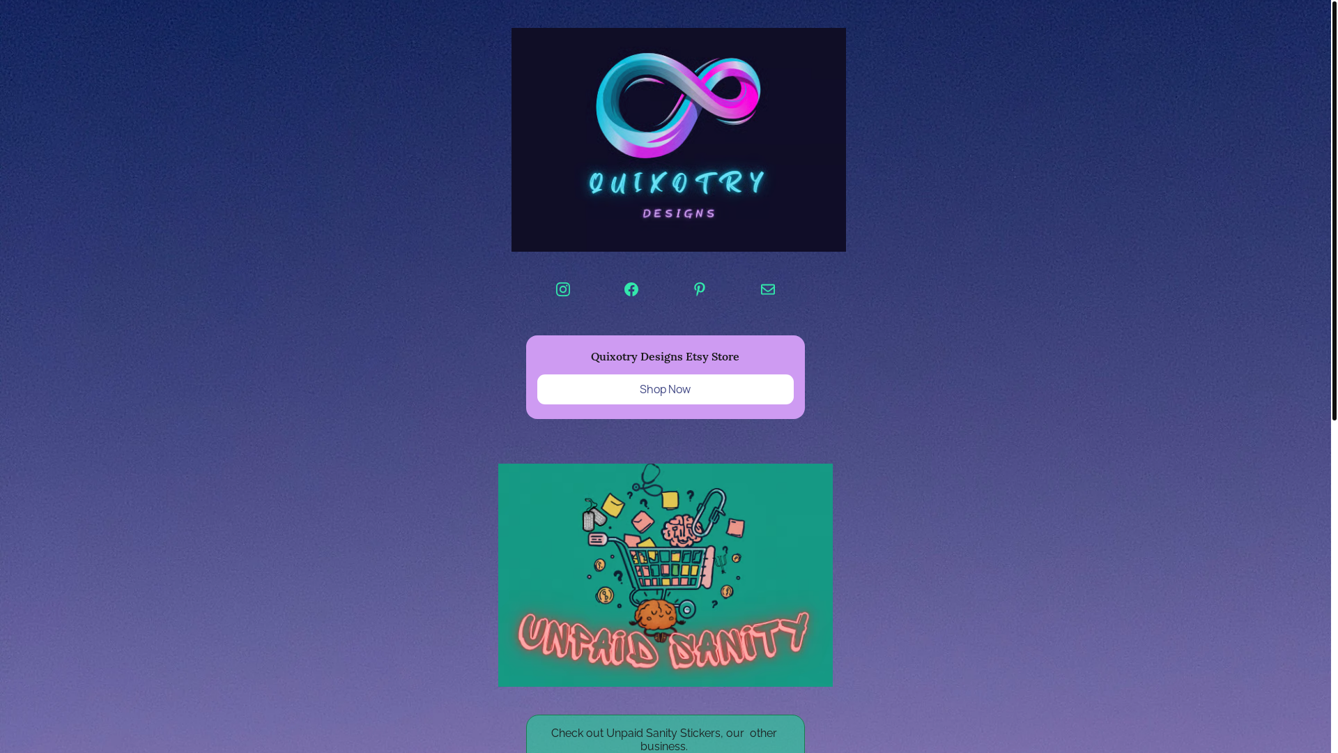 website screenshot of https://quixotrydesigns.shop/