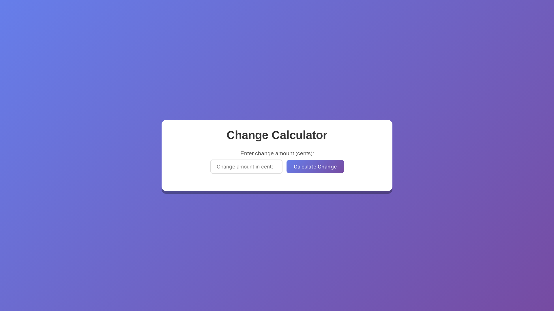 website screenshot of https://calculatechange.com/